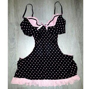 Vintage Victoria's Secret Sexy Little Things Pink Black Polka Dot Lingerie 36C